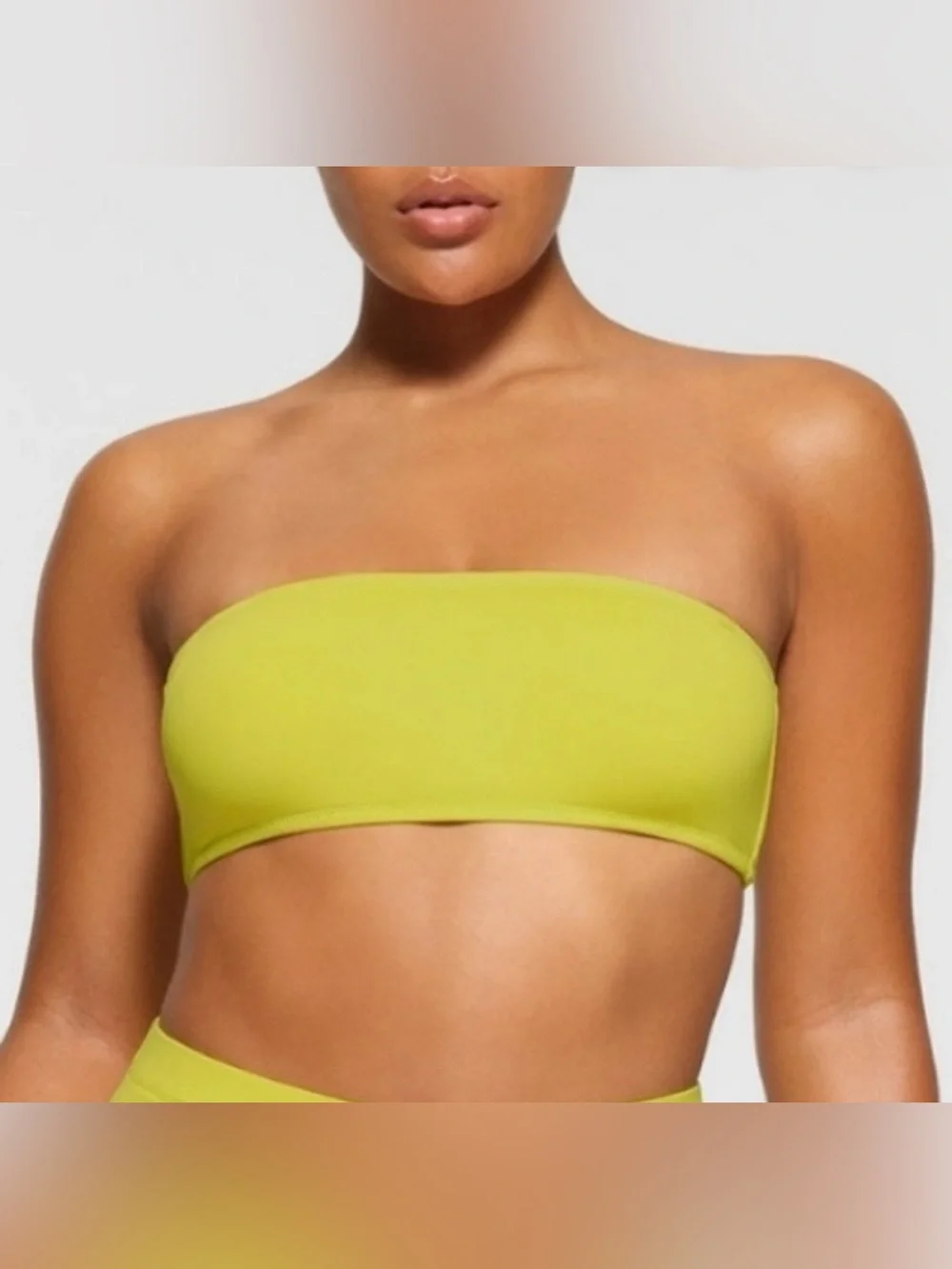 SKIMS Recycled Swim Bandeau Bikini Top in Citrus (Lime Green Shade)
